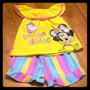 Minnie Mouse outfit for little girl. Unicorn shirt